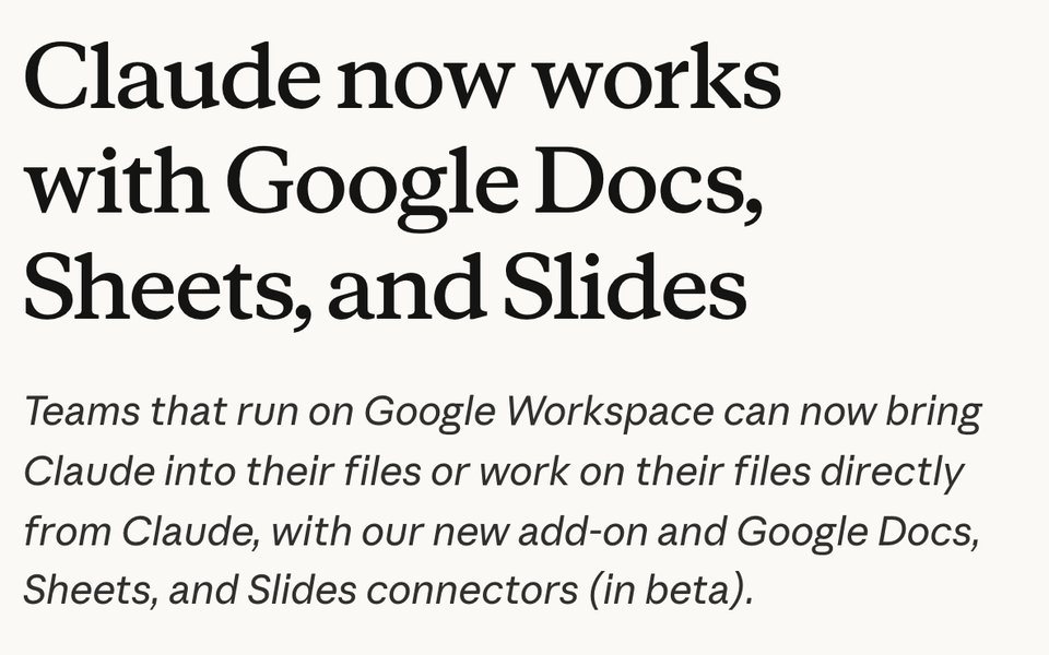 ההכרזה של Anthropic על Claude בתוך Google Docs, Sheets ו Slides